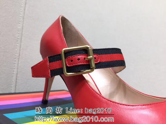 GUCCI古馳 2019春款 女士高跟單皮鞋 紅色 QZS1094